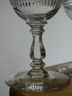 BACCARAT CRISTAL 4 ANCIENS VERRES VIN ROUGE JEUX D'ORGUES BISEAUX COUPE 12,2 cm