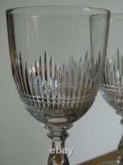 BACCARAT CRISTAL 4 ANCIENS VERRES VIN ROUGE JEUX D'ORGUES BISEAUX COUPE 12,2 cm