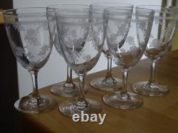 BACCARAT CRISTAL 6 ANCIENS VERRES APERITIF DEC 8324 SEME DE ROSES 1900 ht 10,8