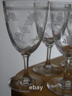 BACCARAT CRISTAL 6 ANCIENS VERRES APERITIF DEC 8324 SEME DE ROSES 1900 ht 10,8