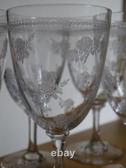 BACCARAT CRISTAL 6 ANCIENS VERRES APERITIF DEC 8324 SEME DE ROSES 1900 ht 10,8