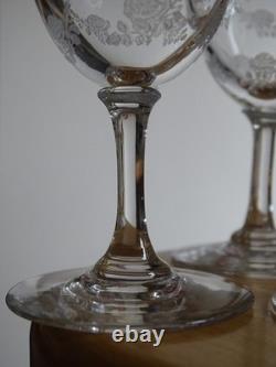 BACCARAT CRISTAL 6 ANCIENS VERRES APERITIF DEC 8324 SEME DE ROSES 1900 ht 10,8