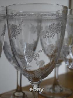 BACCARAT CRISTAL 6 ANCIENS VERRES APERITIF DEC 8324 SEME DE ROSES 1900 ht 10,8