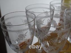 BACCARAT CRISTAL 6 ANCIENS VERRES APERITIF DEC 8324 SEME DE ROSES 1900 ht 10,8