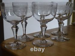 BACCARAT CRISTAL 6 ANCIENS VERRES A VIN ROUGE MOD 8447 POMPADOUR 1920 ht 11,3 cm