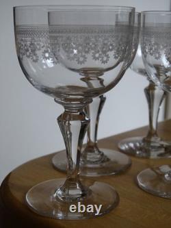 BACCARAT CRISTAL 6 ANCIENS VERRES A VIN ROUGE MOD 8447 POMPADOUR 1920 ht 11,3 cm