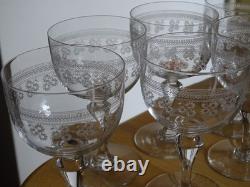 BACCARAT CRISTAL 6 ANCIENS VERRES A VIN ROUGE MOD 8447 POMPADOUR 1920 ht 11,3 cm
