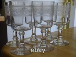 BACCARAT CRISTAL MOD ATHENIENNE 7742 PIEDOUCHE 6 ANCIENS VERRES A VIN ht 12,5 cm