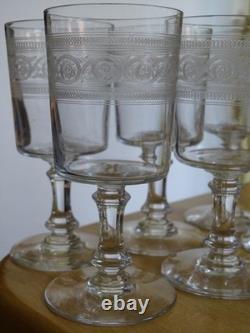 BACCARAT CRISTAL MOD ATHENIENNE 7742 PIEDOUCHE 6 ANCIENS VERRES A VIN ht 12,5 cm