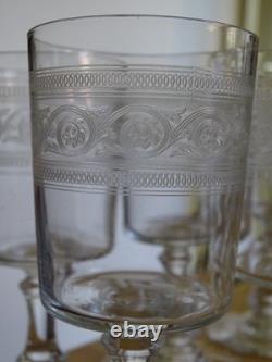 BACCARAT CRISTAL MOD ATHENIENNE 7742 PIEDOUCHE 6 ANCIENS VERRES A VIN ht 12,5 cm