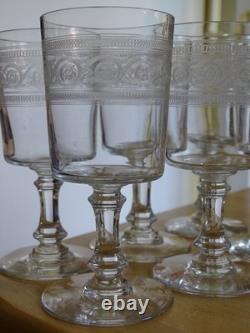 BACCARAT CRISTAL MOD ATHENIENNE 7742 PIEDOUCHE 6 ANCIENS VERRES A VIN ht 12,5 cm