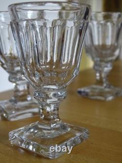 BACCARAT CRISTAL MOULER 4 ANCIENS PETITS VERRES POUR CAVE LIQUEUR 19 EME 7,3 cm