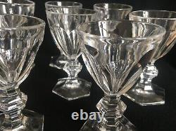 BACCARAT Harcourt 8 verres à porto anciens en cristal taillé ht 11,4 cms