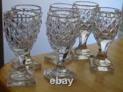 BACCARAT LE CREUSOT 6 ANCIENS VERRES A VIN BLANC APERITIF CRISTAL 19 EME 11,2 cm