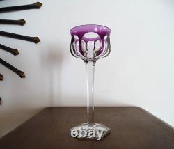 BACCARAT Malmaison 1 verre vin rhin ancien cristal doublé coloré violet 19 cm