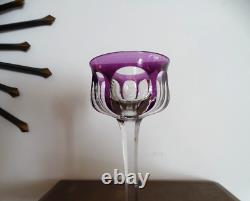 BACCARAT Malmaison 1 verre vin rhin ancien cristal doublé coloré violet 19 cm