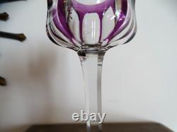 BACCARAT Malmaison 1 verre vin rhin ancien cristal doublé coloré violet 19 cm