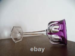 BACCARAT Malmaison 1 verre vin rhin ancien cristal doublé coloré violet 19 cm