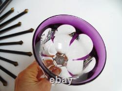 BACCARAT Malmaison 1 verre vin rhin ancien cristal doublé coloré violet 19 cm
