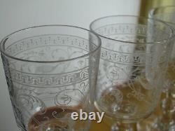 BACCARAT RARE 4 ANCIENS VERRES APERITIF CRISTAL GRAVURE PAON ht 10,5 cm 19 EME
