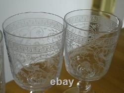 BACCARAT RARE 4 ANCIENS VERRES APERITIF CRISTAL GRAVURE PAON ht 10,5 cm 19 EME