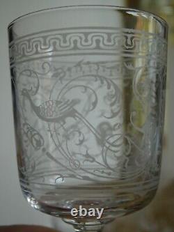 BACCARAT RARE 4 ANCIENS VERRES APERITIF CRISTAL GRAVURE PAON ht 10,5 cm 19 EME