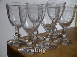 BACCARAT RARE 6 ANCIENS VERRES A VIN CRISTAL GRAVURE PAQUERETTES ht 12,2 cm 1890
