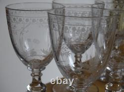 BACCARAT RARE 6 ANCIENS VERRES A VIN CRISTAL GRAVURE PAQUERETTES ht 12,2 cm 1890