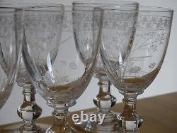 BACCARAT RARE 6 ANCIENS VERRES A VIN CRISTAL GRAVURE PAQUERETTES ht 12,2 cm 1890