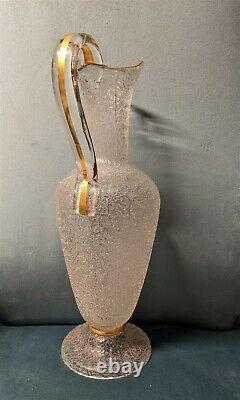 BACCARAT Service à orangeade cristal givré ancien 19ème carafe pichet 2 verres