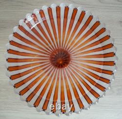 BELLE ancienne COUPE SUR PIED COMPOTIER en CRISTAL signé BACCARAT couleur AMBRE