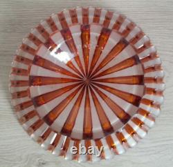 BELLE ancienne COUPE SUR PIED COMPOTIER en CRISTAL signé BACCARAT couleur AMBRE