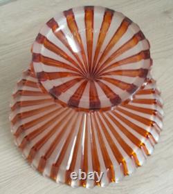 BELLE ancienne COUPE SUR PIED COMPOTIER en CRISTAL signé BACCARAT couleur AMBRE