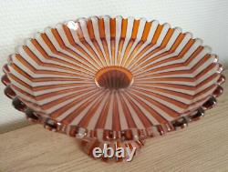 BELLE ancienne COUPE SUR PIED COMPOTIER en CRISTAL signé BACCARAT couleur AMBRE