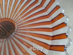 BELLE ancienne COUPE SUR PIED COMPOTIER en CRISTAL signé BACCARAT couleur AMBRE