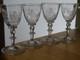 BOHEME 4 ANCIENS VERRES A LIQUEUR CRISTAL GRAVURE A LA ROUE PUTTI ht 9 cm 19 EME