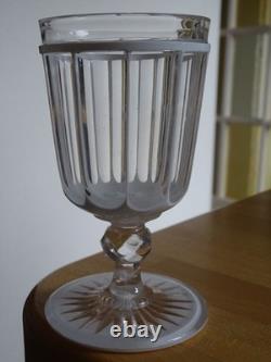 BOHEME OVERLAY BLANC ANCIEN VERRE A VIN OU EAU ROEMER CRISTAL ht 14 cm 19 EME