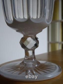 BOHEME OVERLAY BLANC ANCIEN VERRE A VIN OU EAU ROEMER CRISTAL ht 14 cm 19 EME