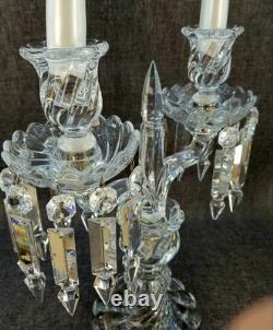 (B) Magnifique Ancien Grand Chandelier Bougeoirs Cristal Baccarat Signé Top+++