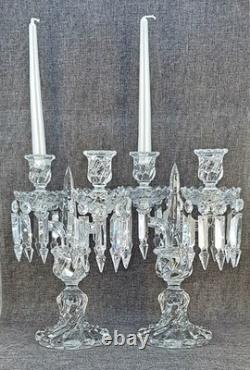 (B) Magnifique Ancien Grand Chandelier Bougeoirs Cristal Baccarat Signé Top+++