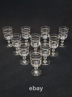 Baccarat 10 Anciens Verres À Vin Cristal Gravé Modèle Cylindrique Filets H 10,5