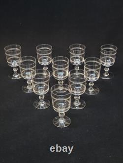 Baccarat 10 Anciens Verres À Vin Cristal Gravé Modèle Cylindrique Filets H 10,5