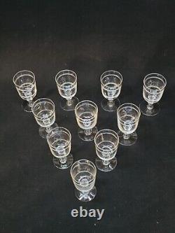 Baccarat 10 Anciens Verres À Vin Cristal Gravé Modèle Cylindrique Filets H 10,5
