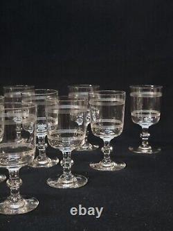 Baccarat 10 Anciens Verres À Vin Cristal Gravé Modèle Cylindrique Filets H 10,5