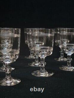 Baccarat 10 Anciens Verres À Vin Cristal Gravé Modèle Cylindrique Filets H 10,5