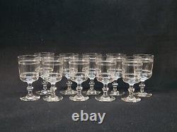 Baccarat 10 Anciens Verres À Vin Cristal Gravé Modèle Cylindrique Filets H 10,5