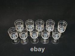 Baccarat 10 Anciens Verres À Vin Cristal Gravé Modèle Cylindrique Filets H 10,5