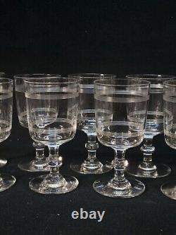 Baccarat 10 Anciens Verres À Vin Cristal Gravé Modèle Cylindrique Filets H 10,5