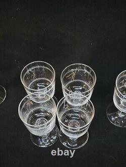 Baccarat 10 Anciens Verres À Vin Cristal Gravé Modèle Cylindrique Filets H 10,5