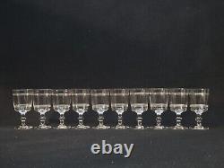 Baccarat 10 Anciens Verres À Vin Cristal Gravé Modèle Cylindrique Filets H 10,5